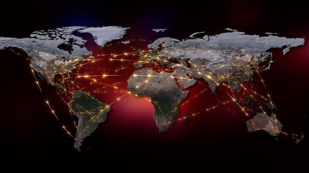 A world map highlighting major trade routes and potential disruption points, symbolizing the impact of global uncertainties on Germany's export economy in 2025.