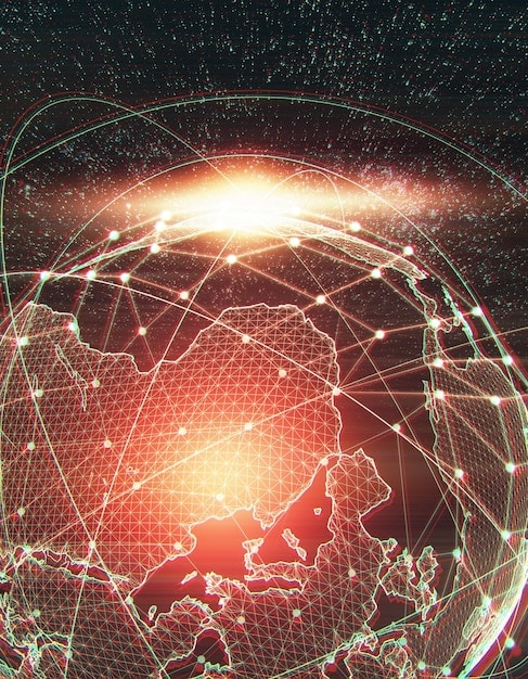 A graphic representation of a network connecting various European countries, symbolizing the cross-border nature of money laundering and the need for international cooperation. Encryption symbols and security icons are interwoven.