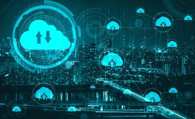 A network diagram showing secure data flow between a company's on-premise infrastructure and a cloud provider, with emphasis on encryption and secure access points.