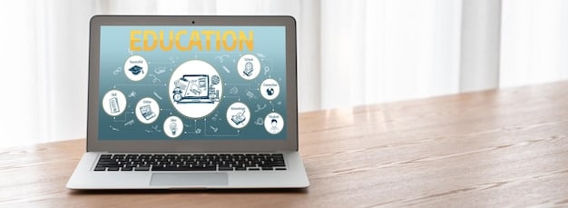 A laptop displaying a website with information about the Bildungsprämie and other funding options for professional development. The website should look modern and informative, and the laptop should be placed on a desk in a well-lit office.