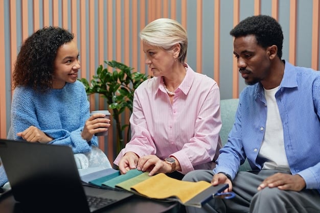 A diverse group of young adults discussing financial planning and retirement options with a financial advisor, emphasizing the importance of starting early.