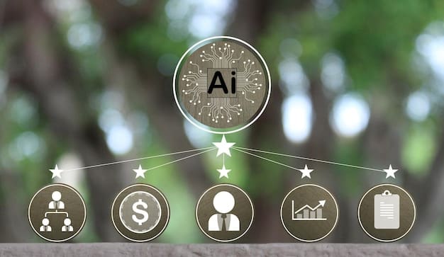A comparison chart highlighting the benefits and drawbacks of implementing AI in business, with icons representing efficiency, cost reduction, data security, and ethical concerns.