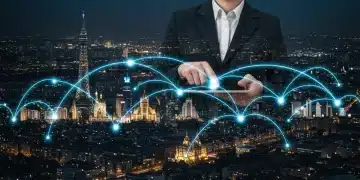 Deutsche Dienstleister navigieren den europäischen Binnenmarkt, verbunden durch digitale Netzwerke und innovative Lösungen.